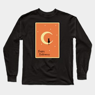 Black Cat Sat in the Moon Long Sleeve T-Shirt